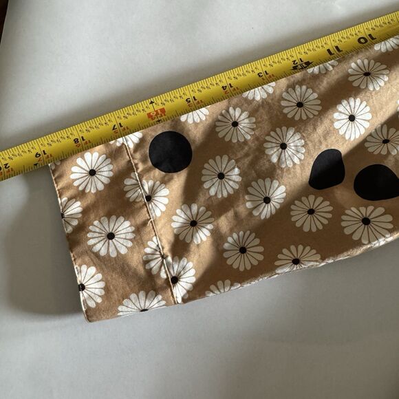 TALBOTS Womens Midi Shirt Dress Tan Daisy Polk Dot Floral Print Size 8 Retro - Picture 7 of 10